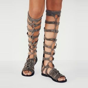 Free People Knee High Suede Gladiator Sandal